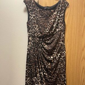 connected apparel Leopard-Print Midi Dress - Brown, Black, Cream